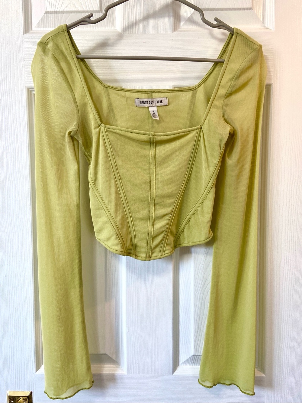 Urban Outfitters Lime Green Long-Sleeve Corset Top